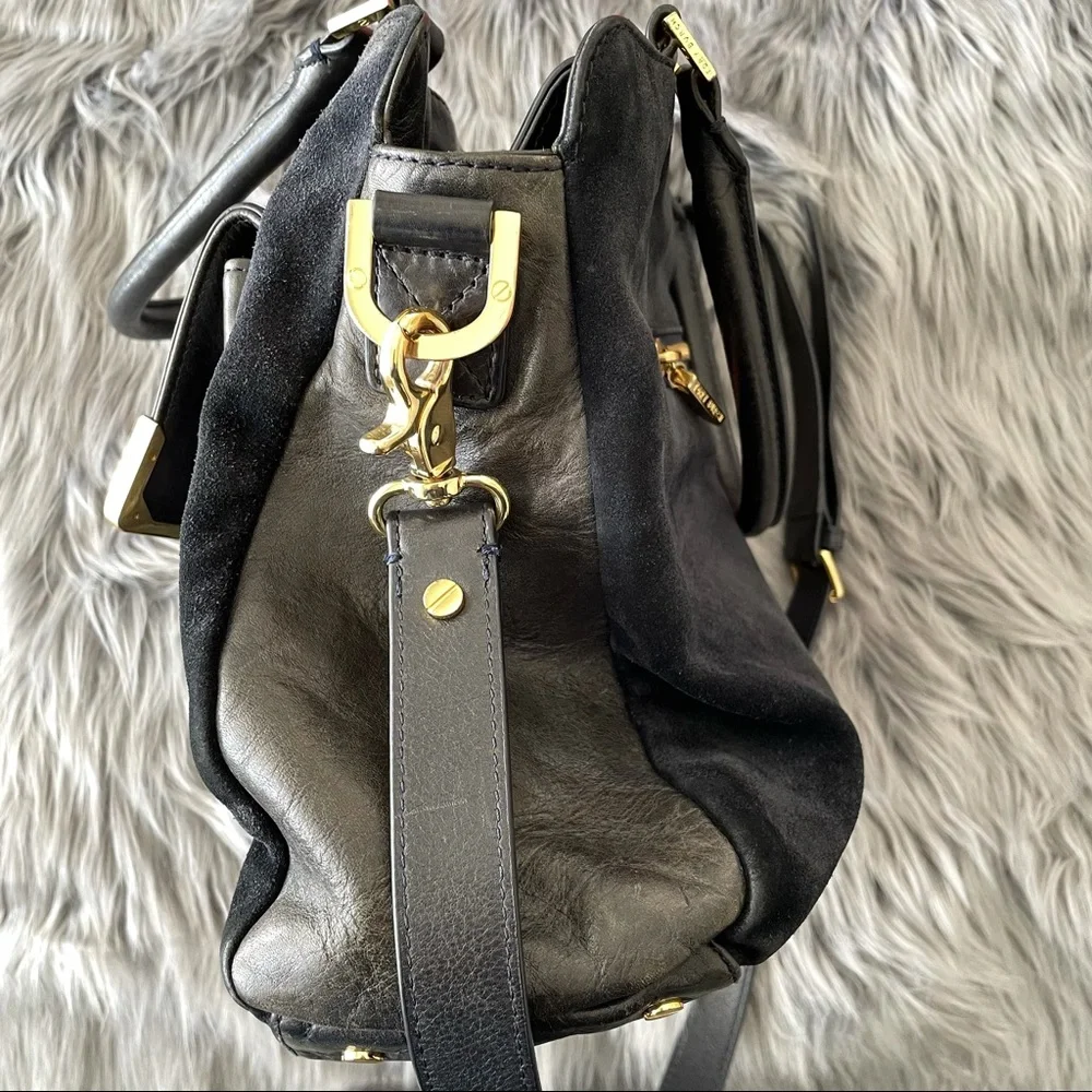 TORY BURCH mae leather & suede satchel